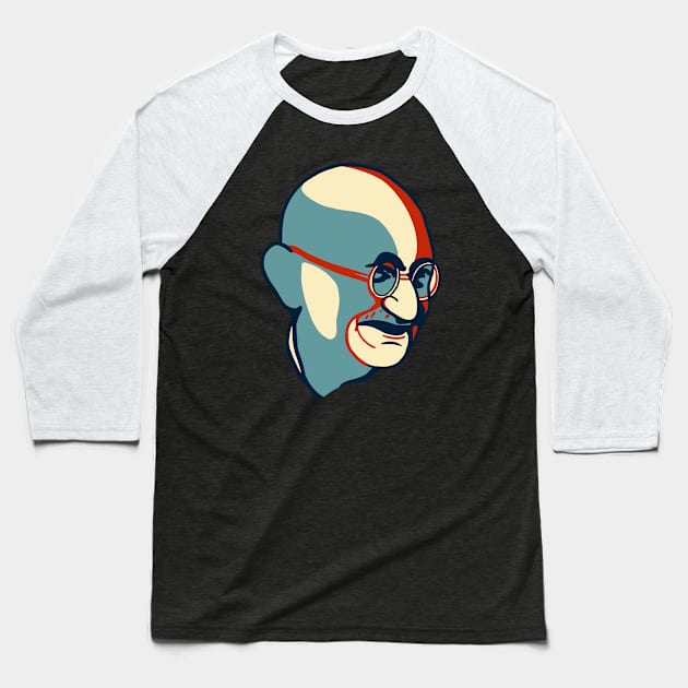 Hopeful Gandhi Baseball T-Shirt by isstgeschichte